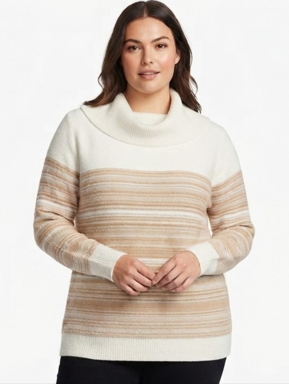 NWT Lane Bryant Striped Cowl Neck Sweater